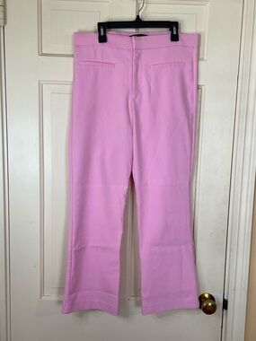 Zara Womens Large Mini Flare Pants Pink Pastel Mid Rise Blogger Fav Barbiecore
